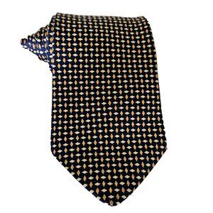 Zylos Gold George Machado Gold Silver Diamonds Print Silk Tie W 3.75 in L 59 in